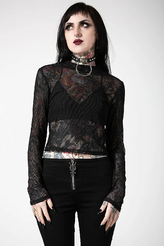 cocktail dress with sheer sleeves-Planetary Party Mesh Top