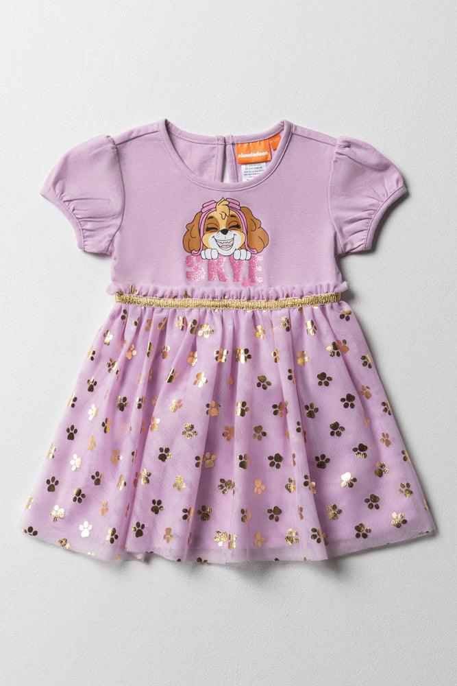 embroidered cocktail dress-Paw Patrol Party Dress With Glitter Lilac