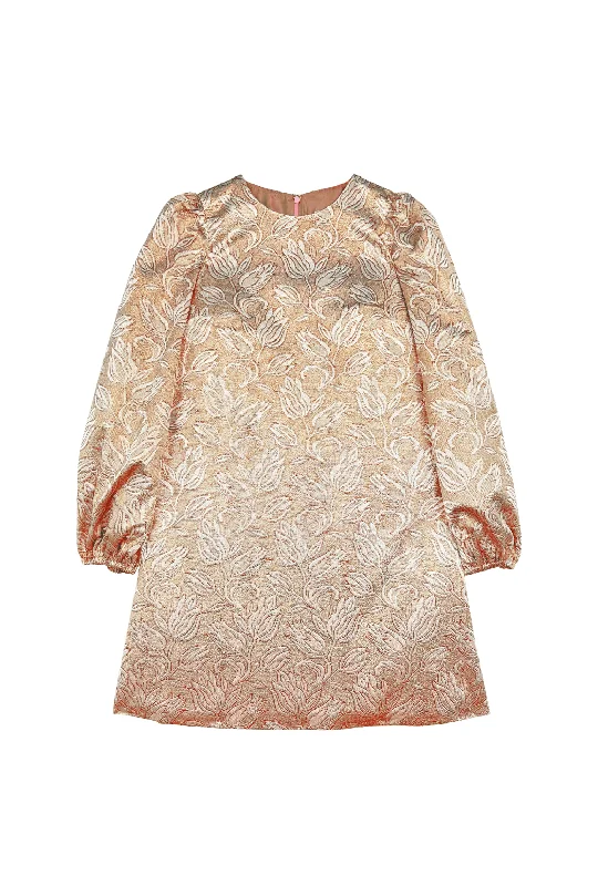 cocktail dress with mesh-Buru + Pencil & Paper Co. Puff Sleeve Party Dress - Gold Tulip Lame