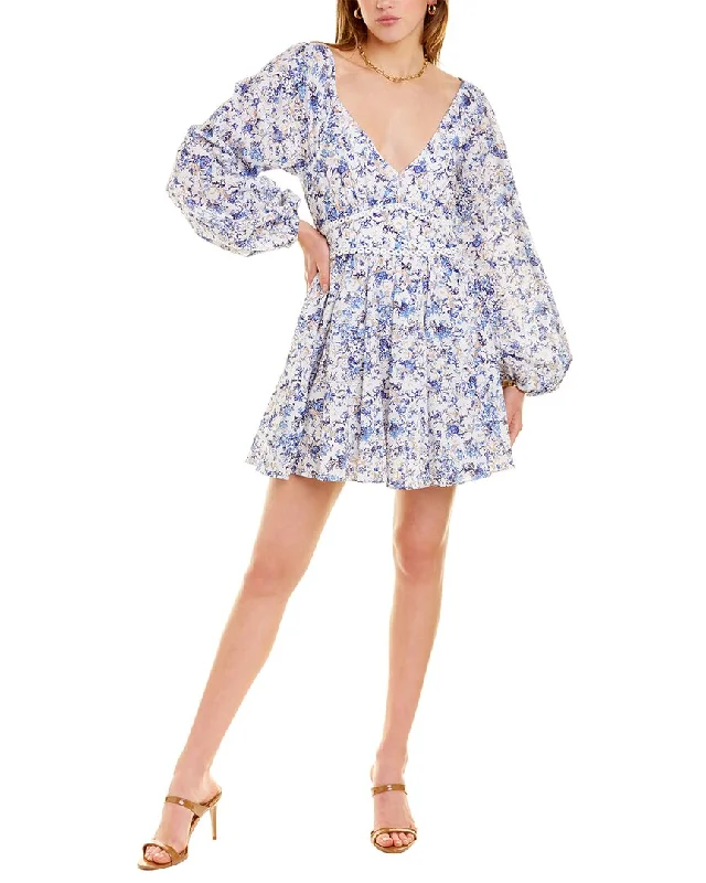 embroidered floral mini dress-Caroline Constas Long Sleeve Blakely Mini Dress