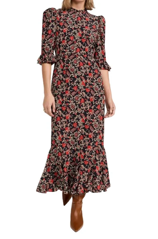 midi dress with crochet lace-Felix Midi Dress In La Toile Floral