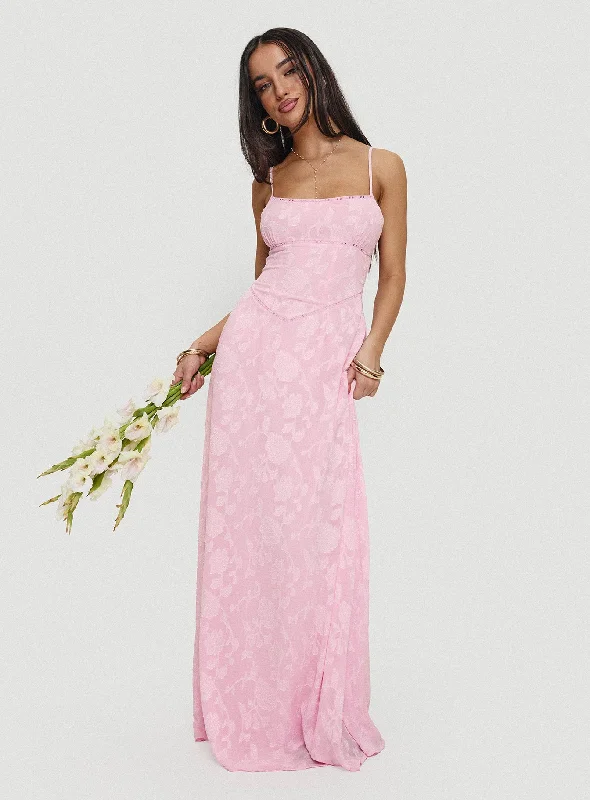 sleeveless fit and flare maxi dress-South Of France Maxi Dress Pink Petite