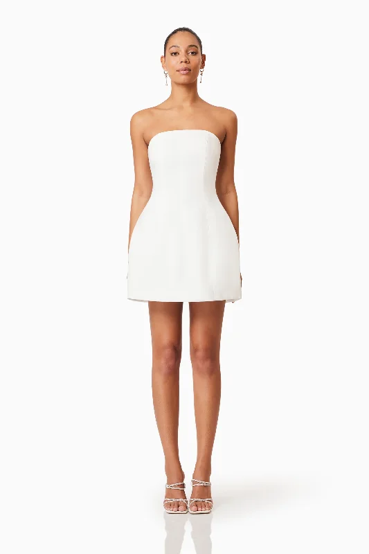 long sleeve cocktail dress-Elliatt Geranium Party Dress - Ivory