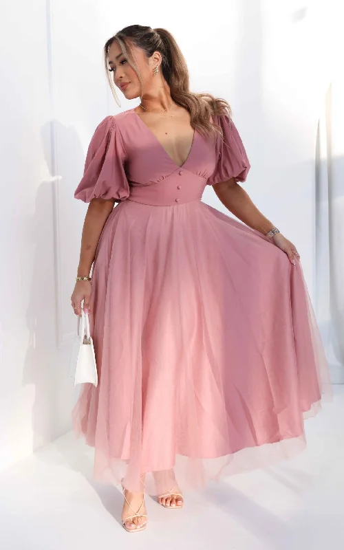 sleeveless button-front maxi dress-One Kiss Maxi Dress - Blush Pink