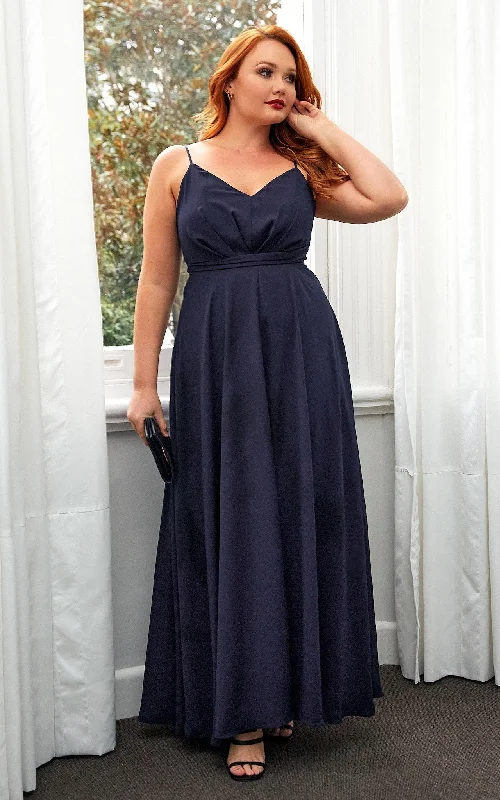 sleeveless shift maxi dress-Cherish Dress - Navy