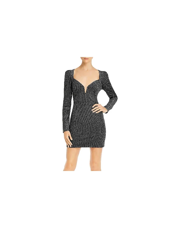 mini dress with flounce hem-Countdown Womens Velvet Mini Cocktail Dress