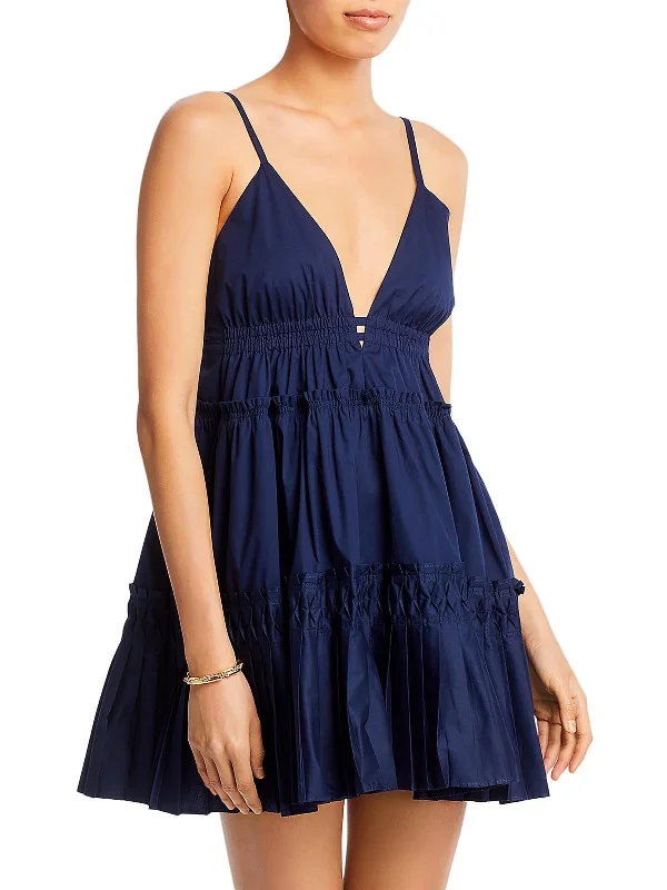 mini dress with tie waist-Katrina Womens Tiered Short Mini Dress