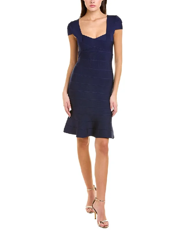 evening party mini dress-Herve Leger Solid Bandage Flare Dress