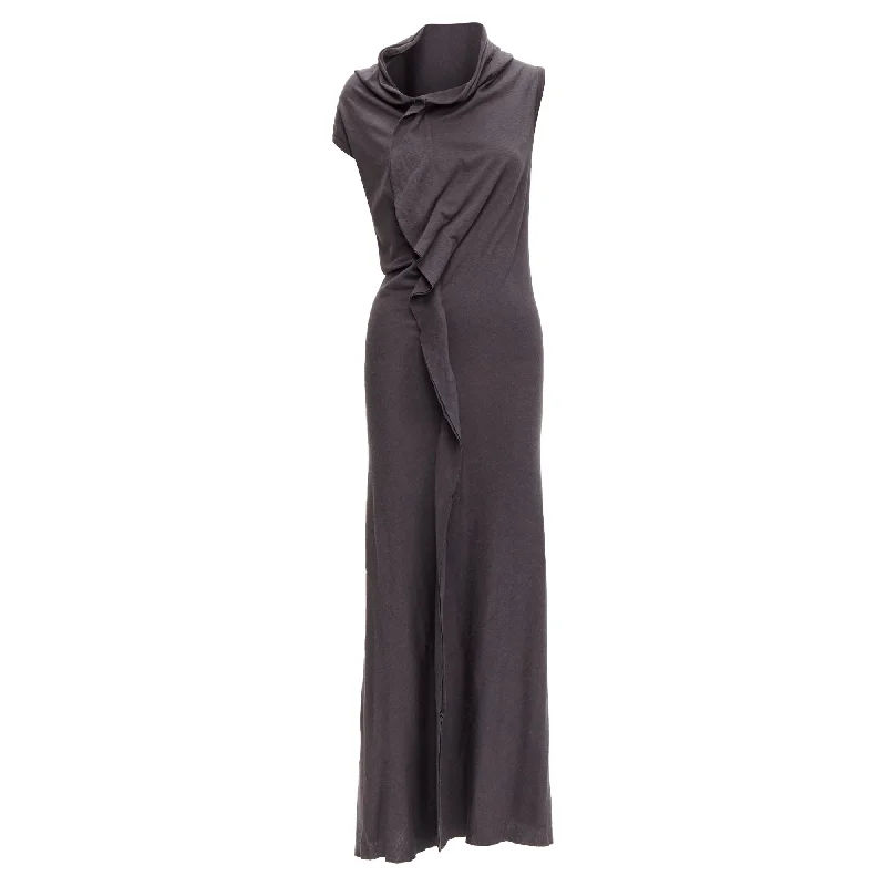 side slit midi dress-Comme Des Garcons cowl neck flutter seam midi dress