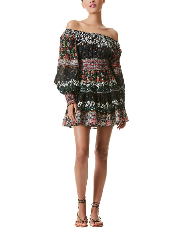 skater mini dress-alice + olivia Clementina Tiered Mini Dress