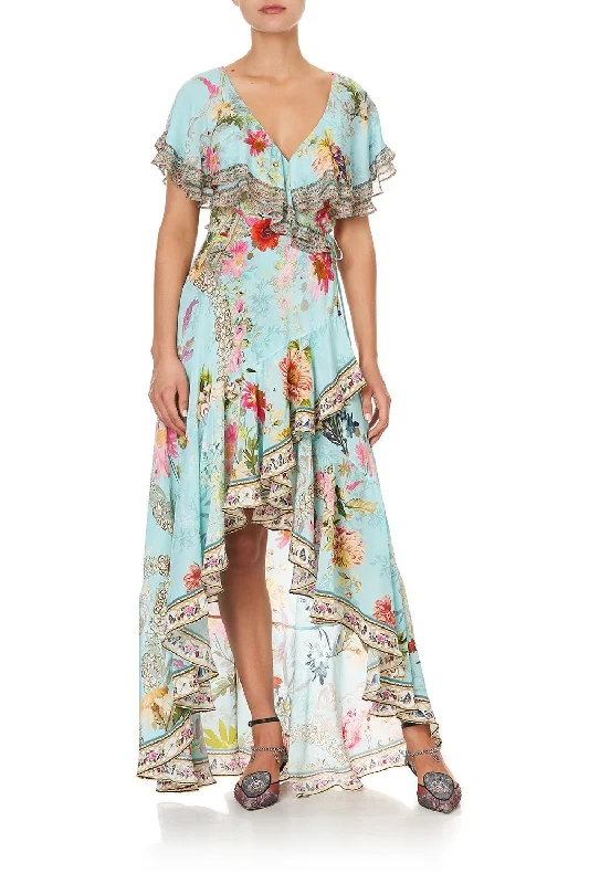 summer floral maxi dress-FRILL SLEEVE LONG DRESS A ROYAL STITCH UP