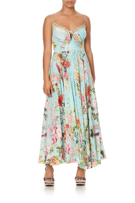 summer casual long maxi dress-LONG DRESS WITH TIE FRONT A ROYAL STITCH UP