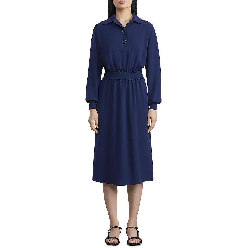 cowl neck midi dress-Womens Waistband Casual Midi Dress