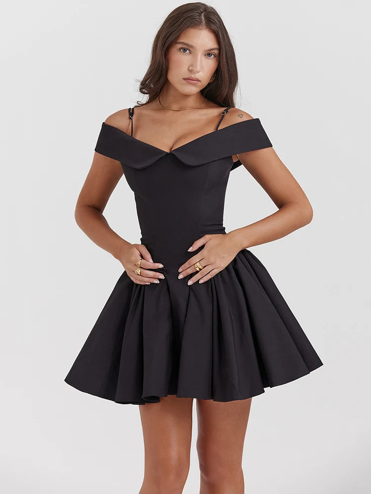 fit and flare cocktail dress-Karli - Flattering dropped shoulder party dress