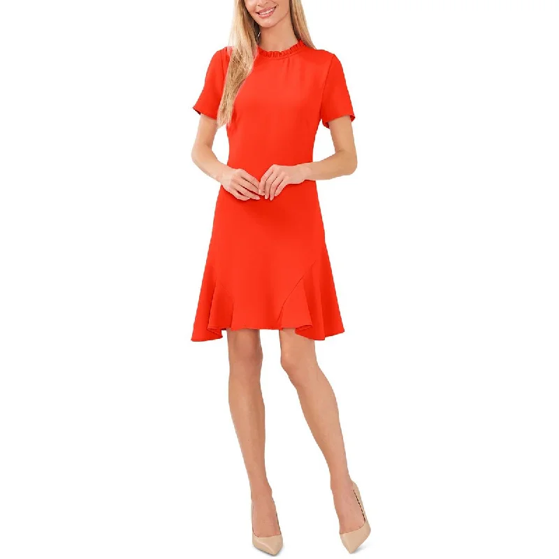 casual jersey midi dress-Womens U-Neck Solid Midi Dress