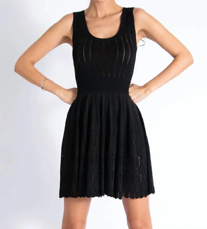 flowy fit mini dress-Phoebe Knit Mini Dress In Black