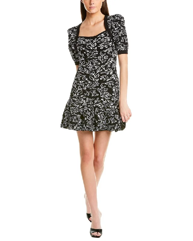 printed mini dress-Nicole Miller Afternoon Shadows Mini Dress