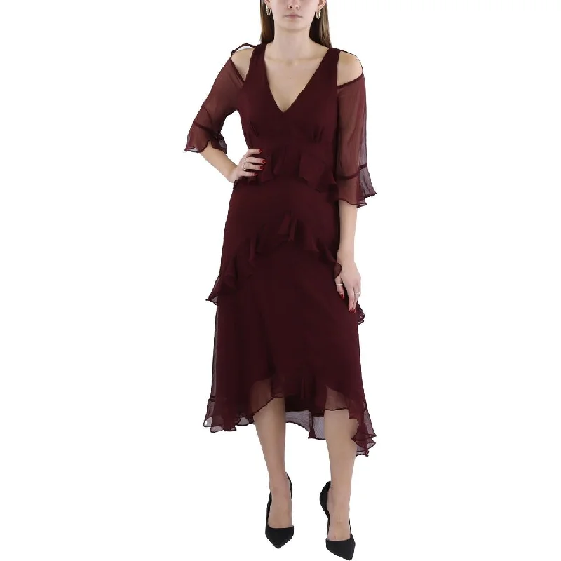 high split midi dress-Womens Hi Low Midi Cocktail And Party Dress