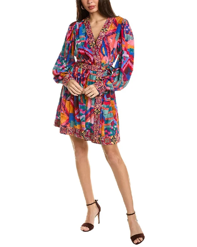 flared mini dress-Johnny Was Summer Daydream Silk Mini Dress