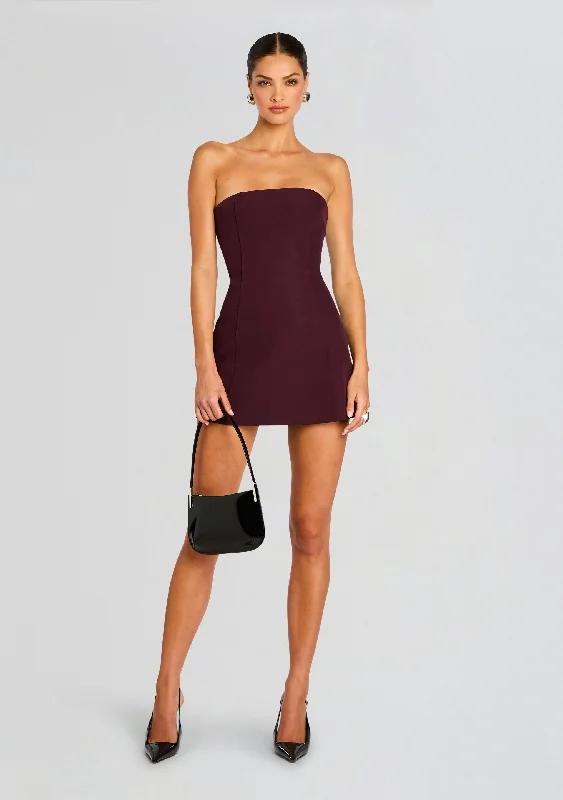 glittery mini dress-Poppi Heavy Crepe Strapless Mini Dress