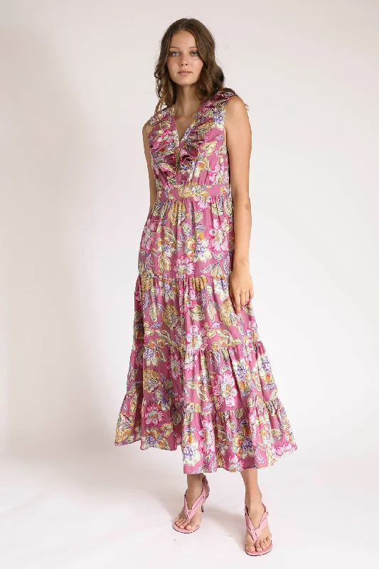 casual wrap front maxi dress-Grace Floral Maxi Dress