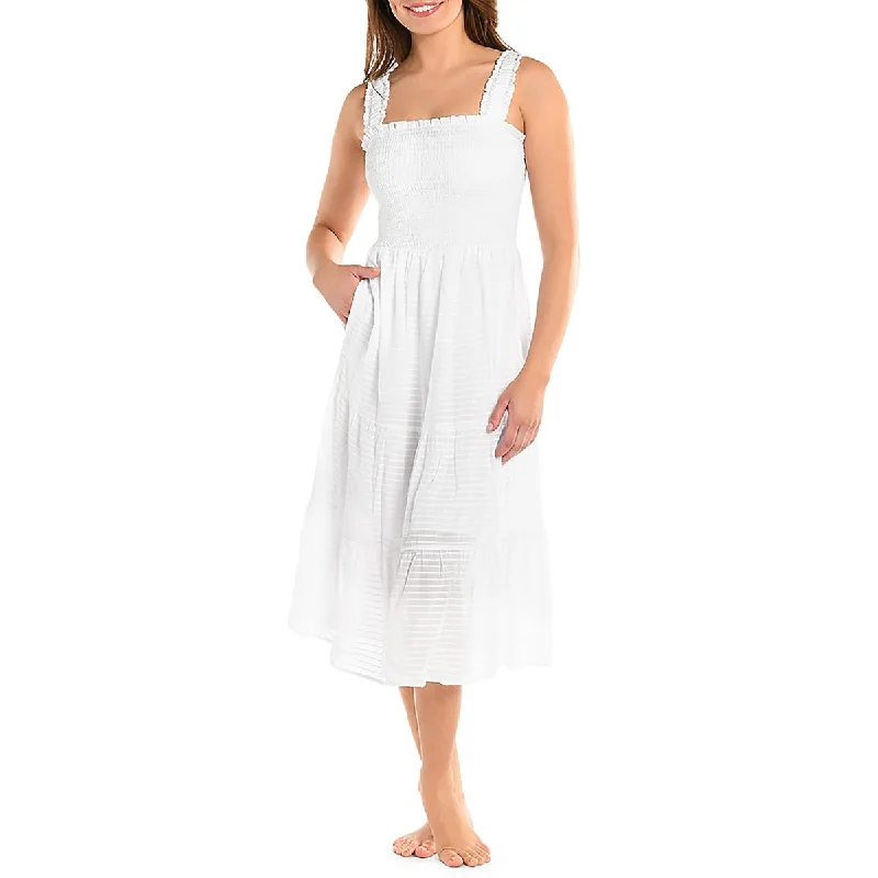 midi dress with crochet lace-Womens Below Knee Summer Midi Dress