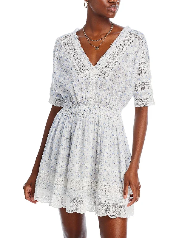 scalloped mini dress-Newton Womens Printed Short Mini Dress