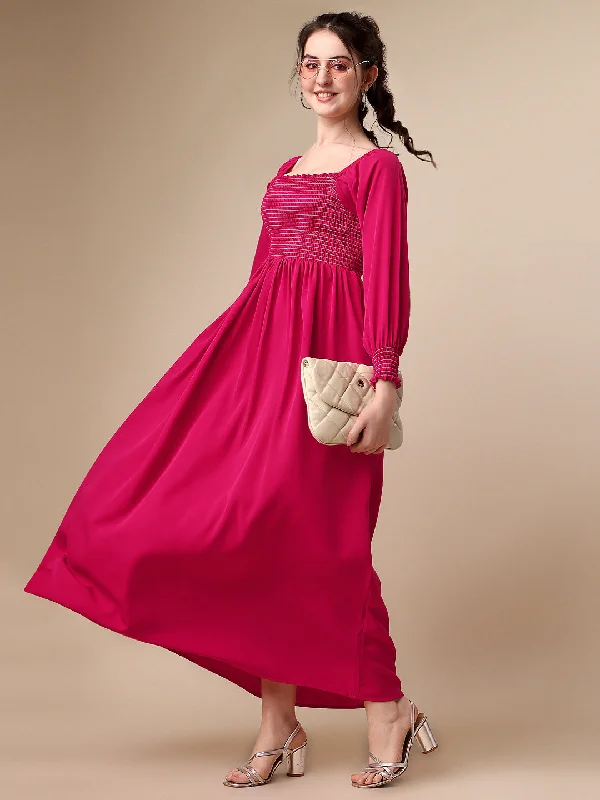 trendy long maxi dress-Pretty in Pink A-Line Net Maxi Dress