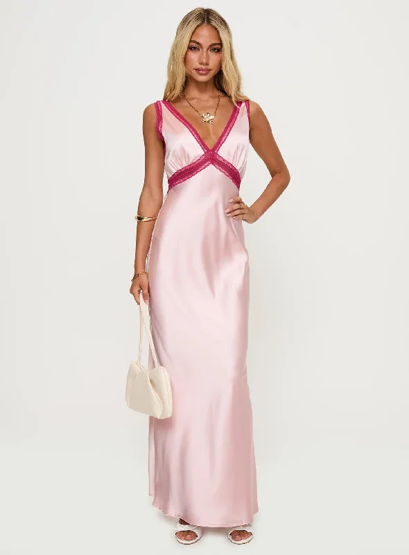 trendy long maxi dress-Maelene Maxi Dress Pink / Red