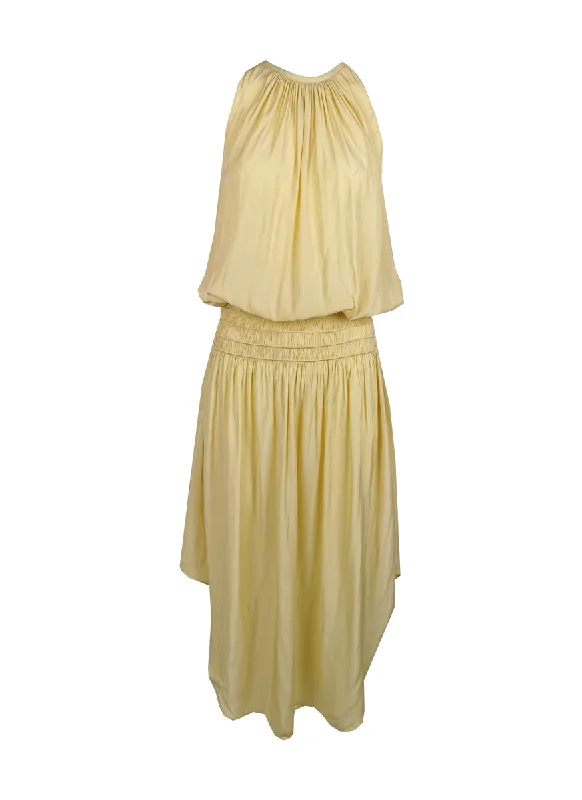 layered midi dress-N180079 Front & Back Midi Dress *Ginger Yellow