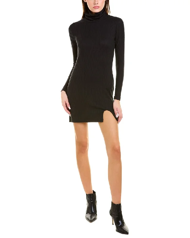 button-down mini dress-Socialite Cozy Turtleneck Mini Dress