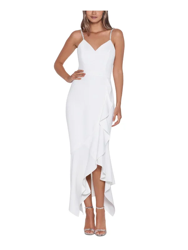 strapless cocktail dress-Womens Embellished Hi-Low Cocktail and Party Dress