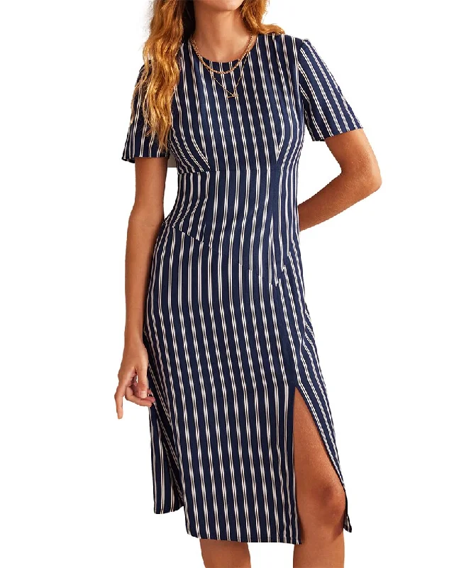 side slit midi dress-Boden Striped Asymmetric Midi Dress