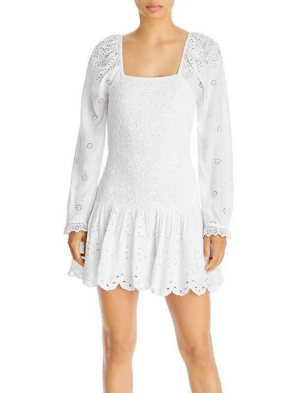 casual fit mini dress-Jayce Womens Smocked Short Mini Dress