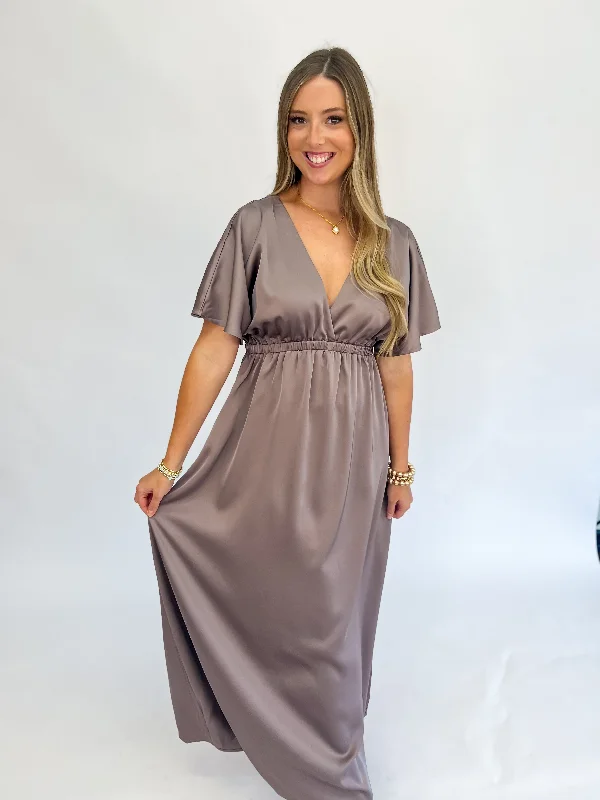 elegant high-low maxi dress-Sophisticated Satin Maxi Dress-Midnight