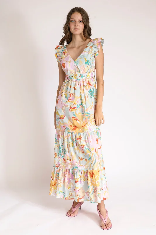 casual sleeveless maxi dress-Georgia v-neck maxi dress