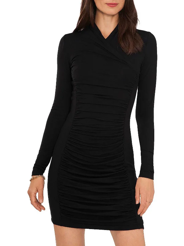 mini dress with empire waist-Womens Mini Ruched Bodycon Dress