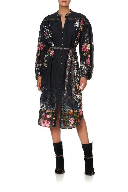 square neck floral midi dress-BLOUSON SLEEVE MIDI DRESS FROM THE ARCHIVES