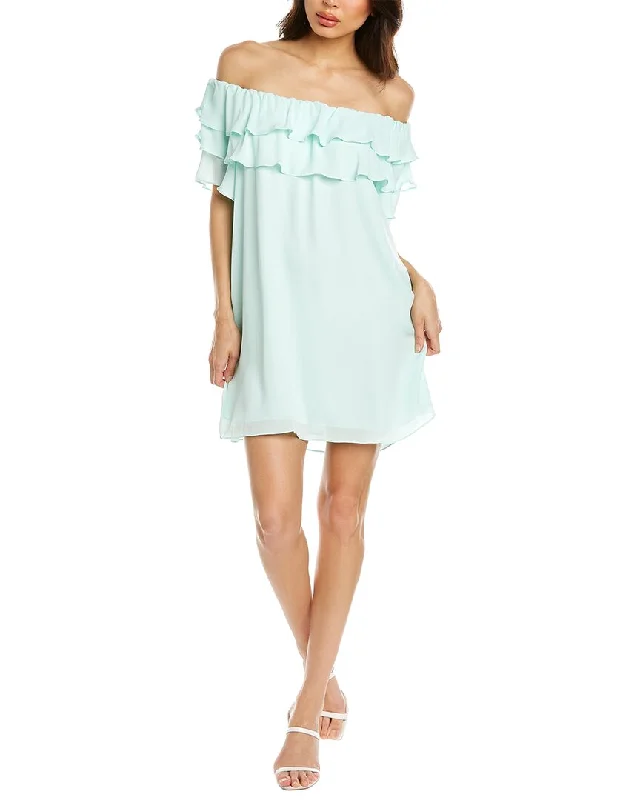 casual loose mini dress-Krisa Off-the-Shoulder Ruffle Mini Dress