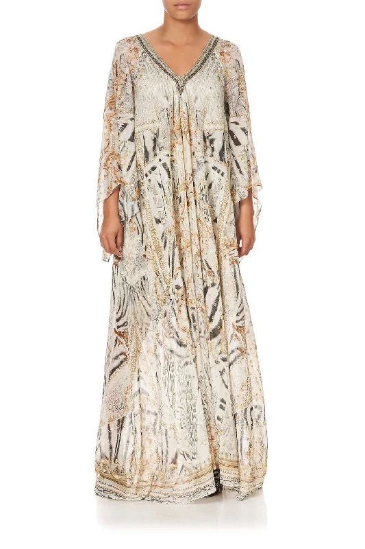 boho inspired tiered maxi dress-PLEAT SLEEVE LONG DRESS GATES OF GLORY