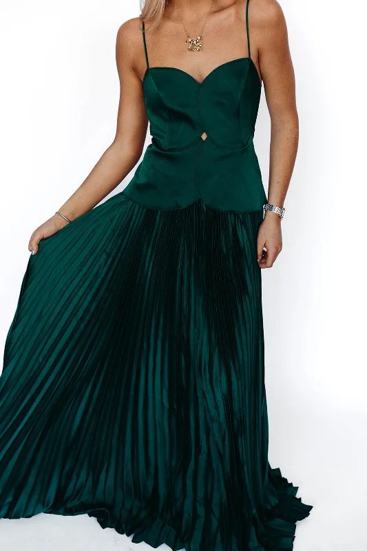 floral off-shoulder maxi dress-Myles Maxi Dress - Hunter Green