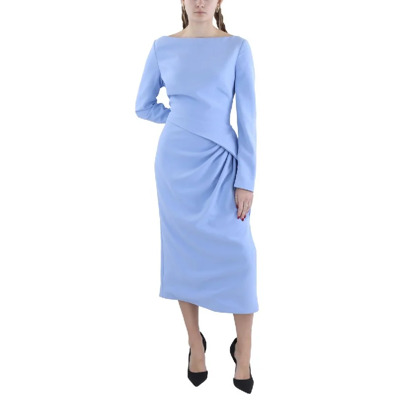 vintage inspired midi dress-Womens Casual Solid Midi Dress