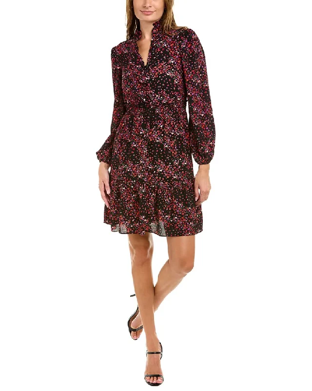 floral summer mini dress-London Times Pebble Crepe Mini Dress