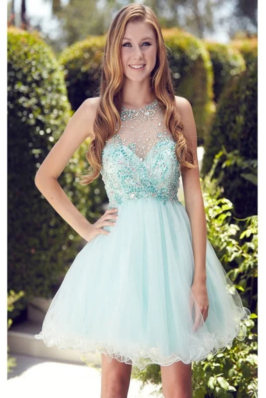 royal blue evening gown-Beading Short/Mini Prom Homecoming Dress