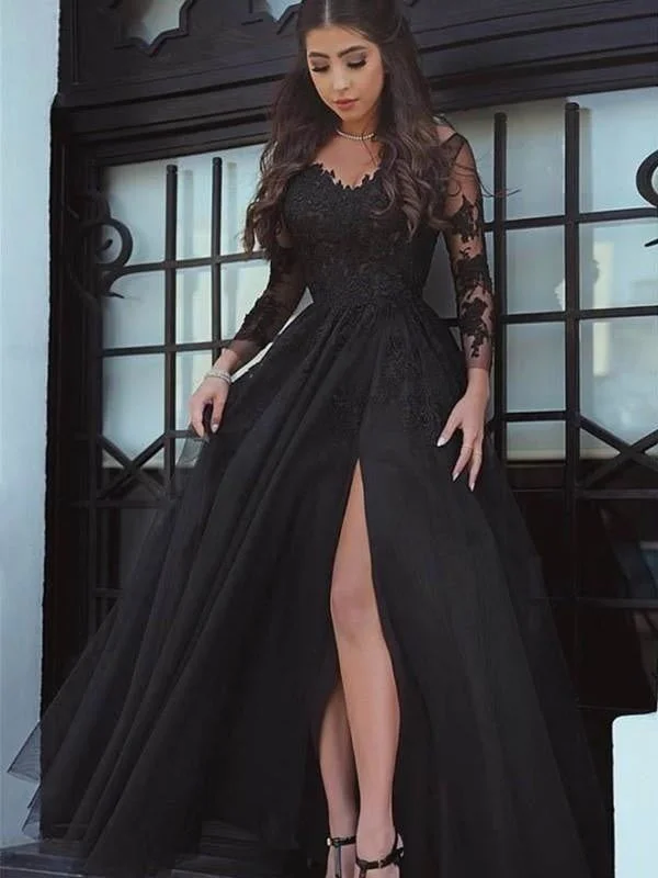 evening dress with shawl-BA6538 Sleeves Off-the-Shoulder Sweep/Brush Train Lace With Applique Dresses