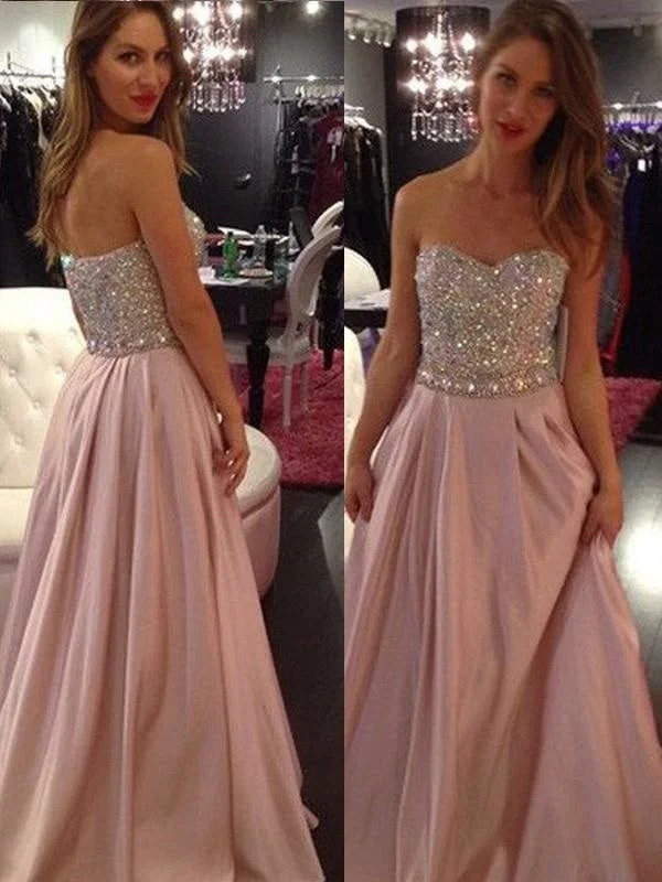 scalloped hem evening gown-Chiffon Sweetheart Sleeveless A-line Floor-Length With Beading Dresses