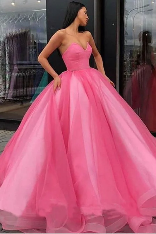 pleated evening dress-Marvelous Ball Gown Sweetheart Prom Dress Princess Floor Length Tulle Quinceanera Dresses