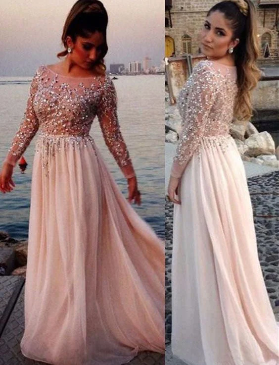 high slit evening gown-Plus Size Long Prom Dresses with Beaded for Women