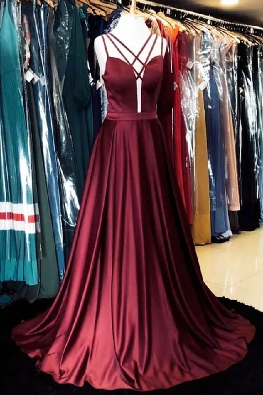 long sleeve evening dress-Sexy Burgundy Long Prom Dresses Under 100