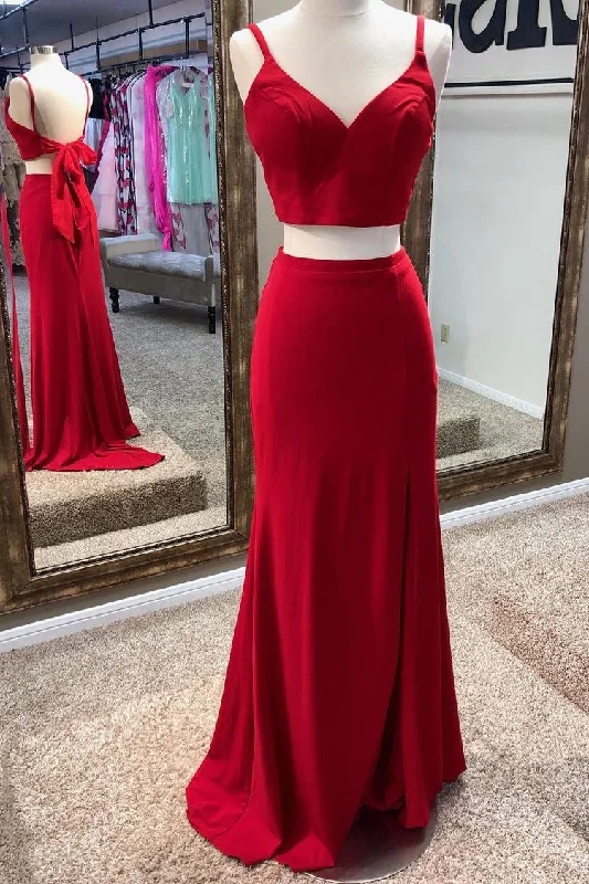 elegant evening dress with beads-Sexy Two Piece Prom Dresses for Women